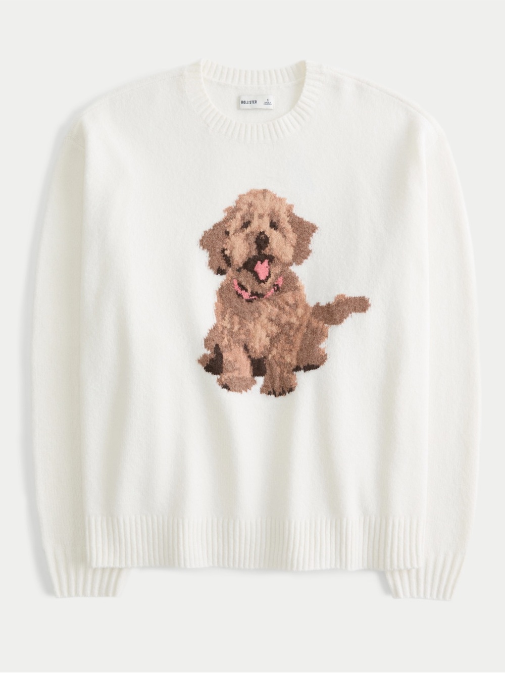 Hollister Comfy Cloud Oversized Dog Puppy Graphic Sweater
